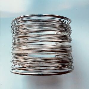 Wide Multi-Wire Silver-Tone Cuff Bracelet Boho Statement Modern Minimalist